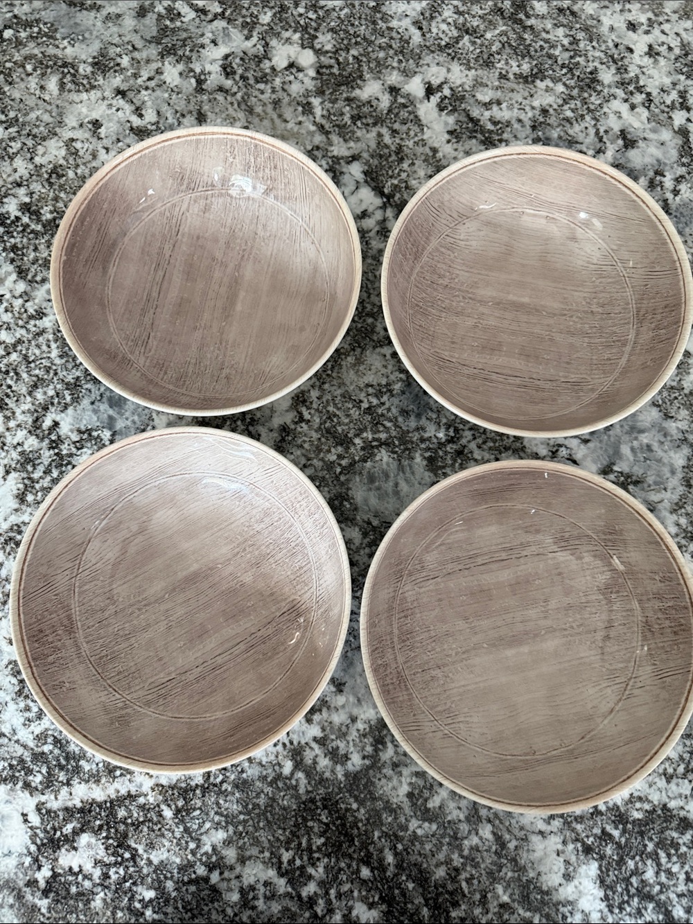 Pier One Melamine Neutral Taupe Bowls  - Set of 4. EUC